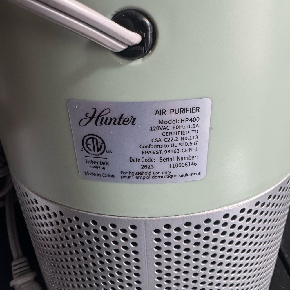 Hunter Mint and White Air Purifier